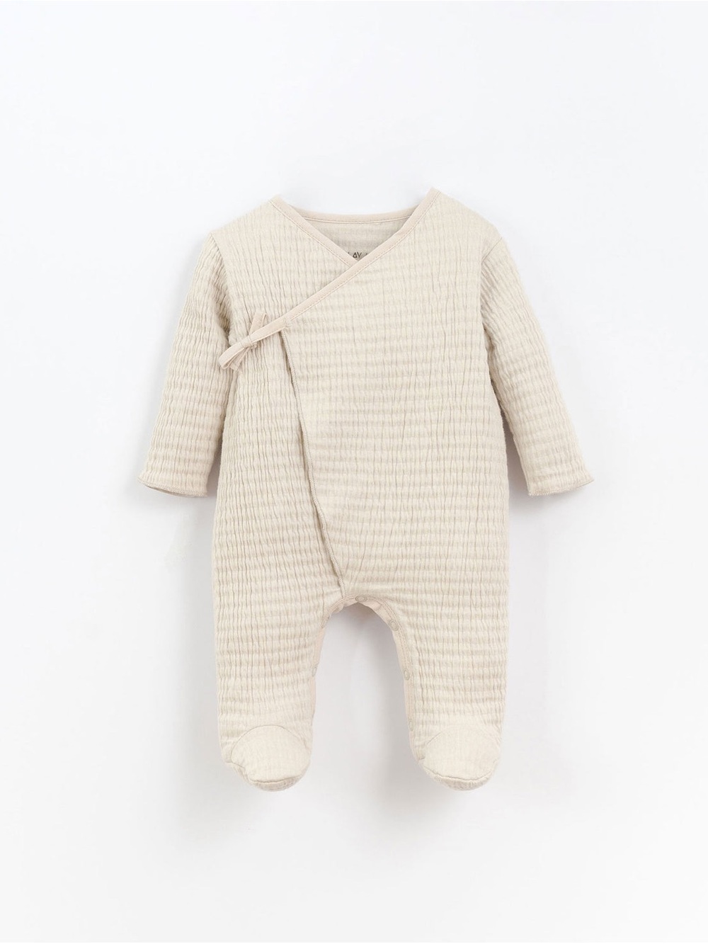 Play Up Wrap Footed Romper Jumpsuit in Oat Organic Cotton 3 Month